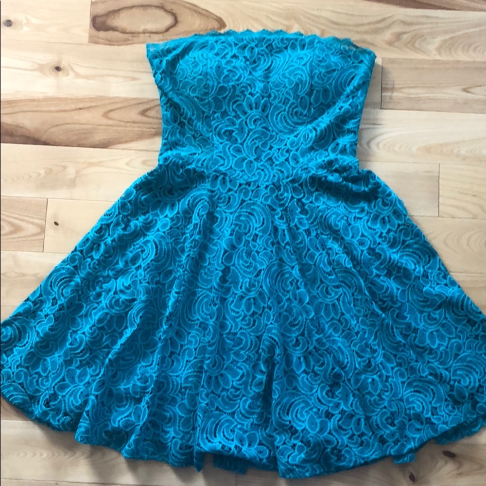 Teal strapless dress